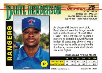 1993 Bowman #25 Daryl Henderson Back