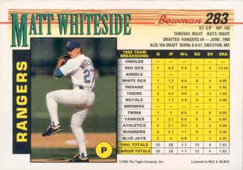 1993 Bowman #283 Matt Whiteside Back