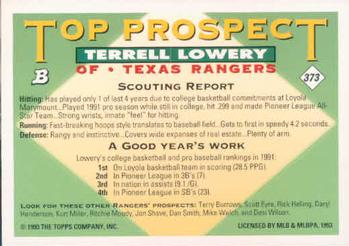 1993 Bowman #373 Terrell Lowery Back