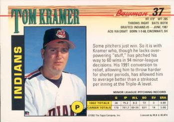 1993 Bowman #37 Tom Kramer Back