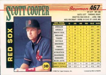 1993 Bowman #467 Scott Cooper Back
