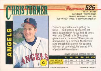 1993 Bowman #525 Chris Turner Back