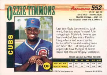 1993 Bowman #552 Ozzie Timmons Back