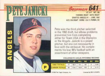 1993 Bowman #641 Pete Janicki Back