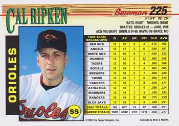 1993 Bowman #225 Cal Ripken Back