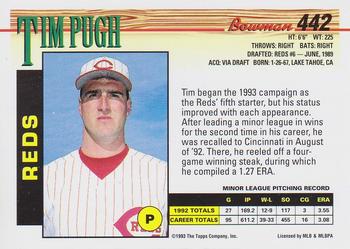 1993 Bowman #442 Tim Pugh Back