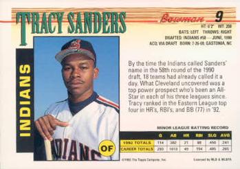 1993 Bowman #9 Tracy Sanders Back