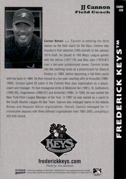 2009 Choice Frederick Keys #28 J.J. Cannon Back