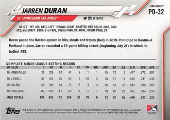 2020 Topps Pro Debut #PD-32 Jarren Duran Back
