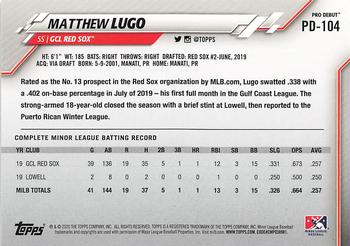 2020 Topps Pro Debut #PD-104 Matthew Lugo Back