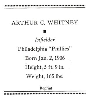 1933 Tattoo Orbit (R305) (reprint) #NNO Arthur C. Whitney Back