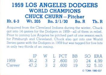 1980 TCMA 1959 Los Angeles Dodgers Blue #037 Chuck Churn Back