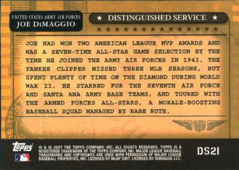 2007 Topps - Distinguished Service #DS21 Joe DiMaggio Back