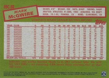 2020 Topps - 1985 Topps Baseball 35th Anniversary Chrome Silver Pack (Series One) #85C-30 Mark McGwire Back