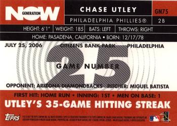 2007 Topps - Generation Now #GN75 Chase Utley Back