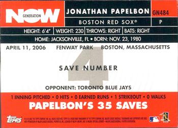 2007 Topps - Generation Now #GN484 Jonathan Papelbon Back