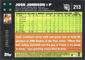 2007 Topps - Gold #213 Josh Johnson Back