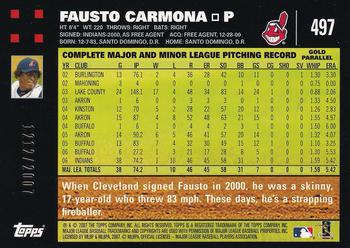 2007 Topps - Gold #497 Fausto Carmona Back