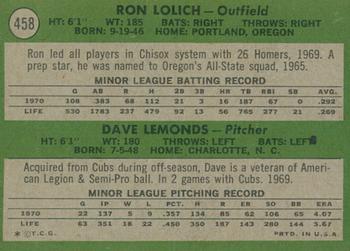 2020 Topps Heritage - 50th Anniversary Buybacks #458 White Sox 1971 Rookie Stars (Ron Lolich / Dave Lemonds) Back