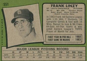 2020 Topps Heritage - 50th Anniversary Buybacks #551 Frank Linzy Back