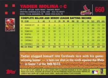 2007 Topps - Red Back #660 Yadier Molina Back