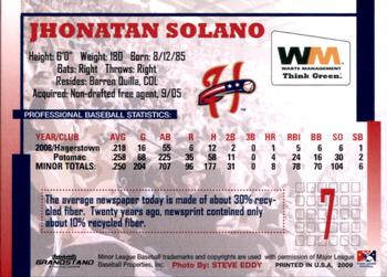 2009 Grandstand Harrisburg Senators SGA #NNO Jhonatan Solano Back