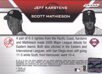 2007 Topps Co-Signers - Dual Autographs #CS-KMA Jeff Karstens / Scott Mathieson Back