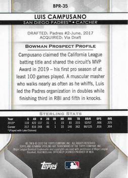 2020 Bowman Sterling #BPR-35 Luis Campusano Back