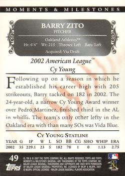 2007 Topps Moments & Milestones - Black #49-80 Barry Zito Back