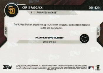 2020 Topps Now Road to Opening Day San Diego Padres #OD-429 Chris Paddack Back