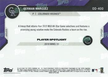 2020 Topps Now Road to Opening Day Colorado Rockies #OD-400 German Marquez Back