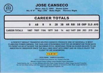 2020 Donruss - Yellow #212 Jose Canseco Back