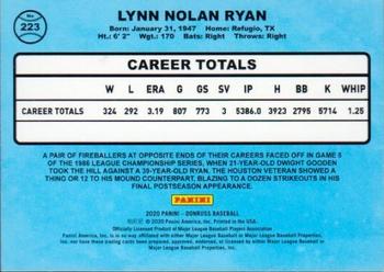 2020 Donruss - Holo Orange #223 Nolan Ryan Back