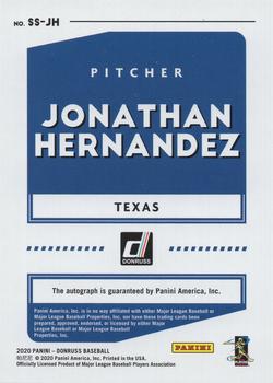 2020 Donruss - Signature Series Blue #SS-JH Jonathan Hernandez Back