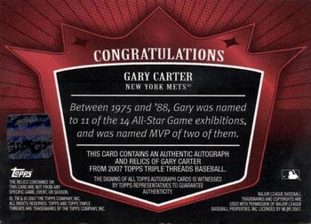 2007 Topps Triple Threads - Relics Autographs #TTRA139 Gary Carter Back