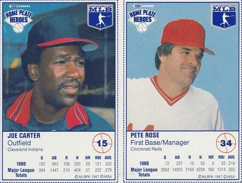1987 Kraft Home Plate Heroes - Panels #15 / 34 Joe Carter / Pete Rose Front