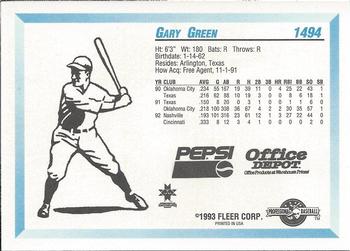 1993 Fleer ProCards Indianapolis Indians SGA #1494 Gary Green Back