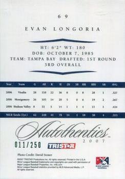2007 TriStar Autothentics - Green #69 Evan Longoria Back