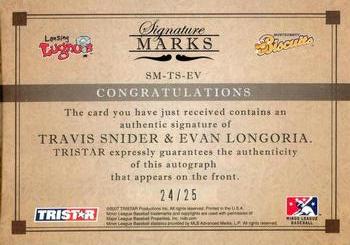 2007 TriStar Elegance - Signature Marks Dual #SM-TS-EL Travis Snider / Evan Longoria Back
