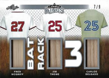 2020 Leaf Lumber Kings - Bat Rack 3 Relics Silver #BR3-07 Fred McGriff / Jim Thome / Carlos Delgado Front