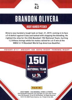 2020 Panini USA Baseball Stars & Stripes - Base (Retail) #62 Brandon Olivera Back