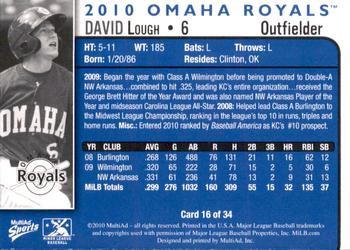 2010 MultiAd Omaha Royals #16 David Lough Back