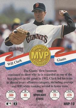 1993 Donruss - MVPs #MVP-13 Will Clark Back