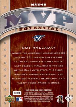 2007 Upper Deck - MVP Potential #MVP49 Roy Halladay Back