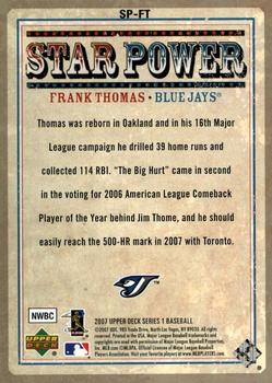 2007 Upper Deck - Star Power #SP-FT Frank Thomas Back
