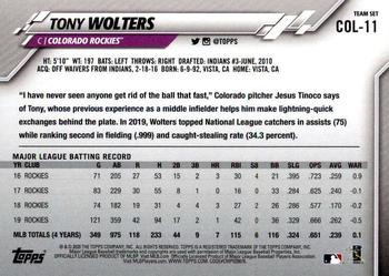 2020 Topps Colorado Rockies #COL-11 Tony Wolters Back