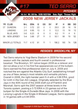 2009 New Jersey Jackals #NNO Ted Serro Back