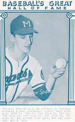 1977 Baseball's Great Hall of Fame Exhibits - Blue #NNO Warren Spahn Front