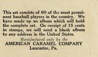 1927 American Caramel E126 #2 Clyde Barnhart Back