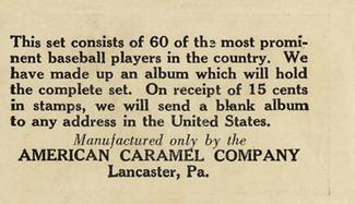 1927 American Caramel E126 #35 Pat Collins Back